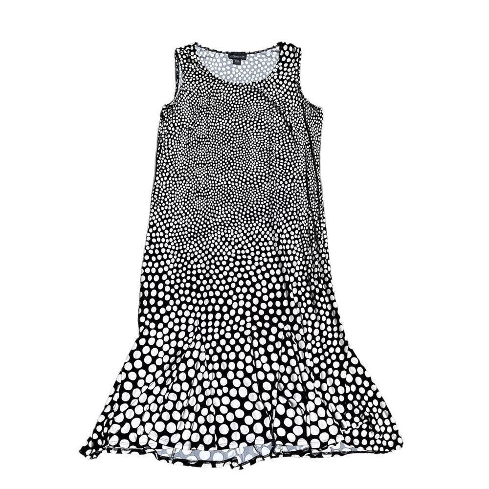 COVINGTON Black & White Polka-Dot Dress W/ Flared Ends Size 12